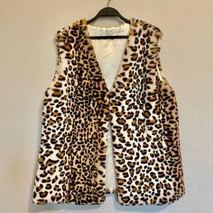 NWT Leopard Faux Fur Vest